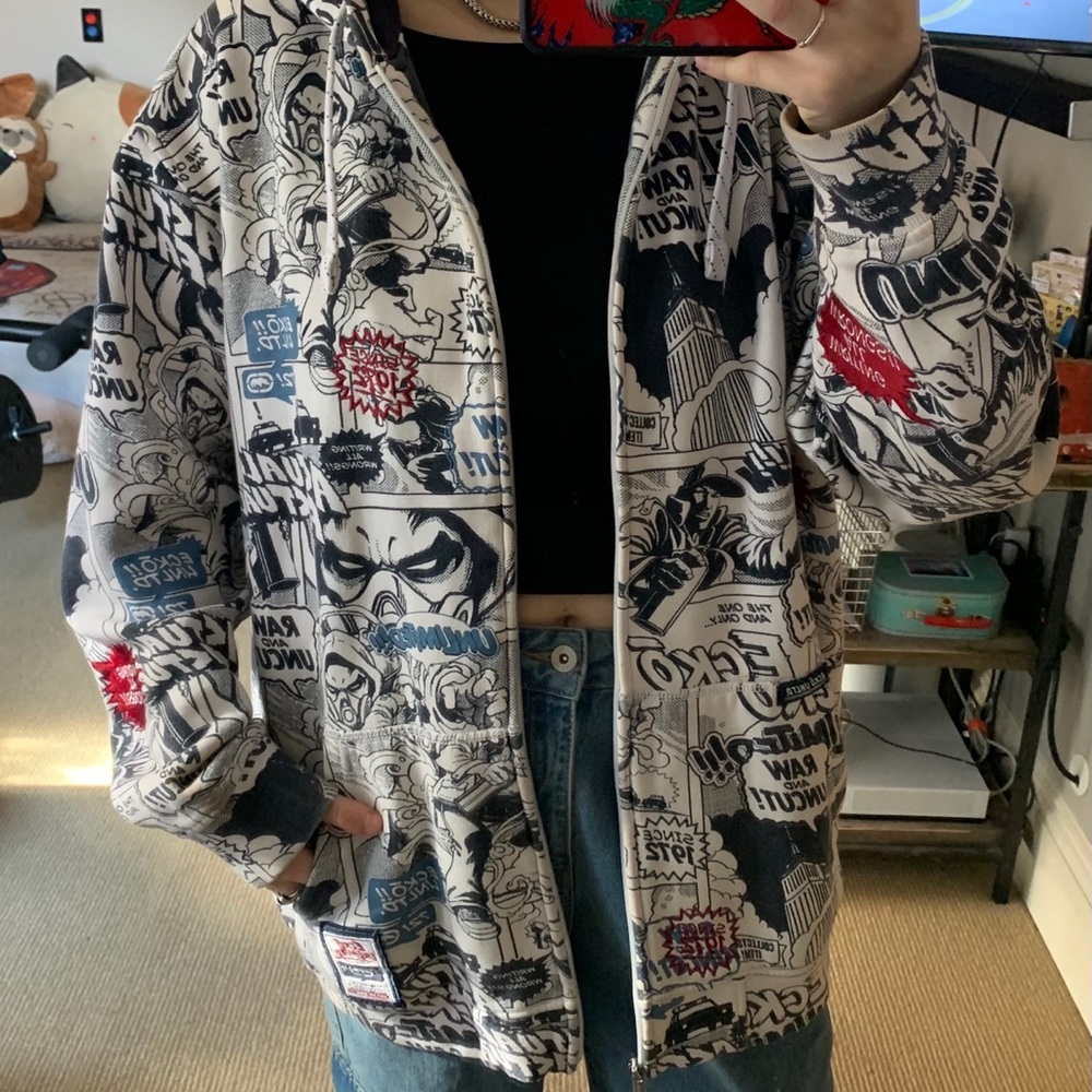 ECKO UNLTD Marco Ecko Oversized Comic ZipUp Hoodie